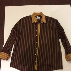 Brown stipe dress shirt